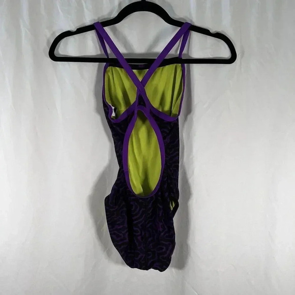 Speedo Swimsuit Women's 30 Purple Animal Print Pro LT Polyester 1 Piece - Picture 5 of 8